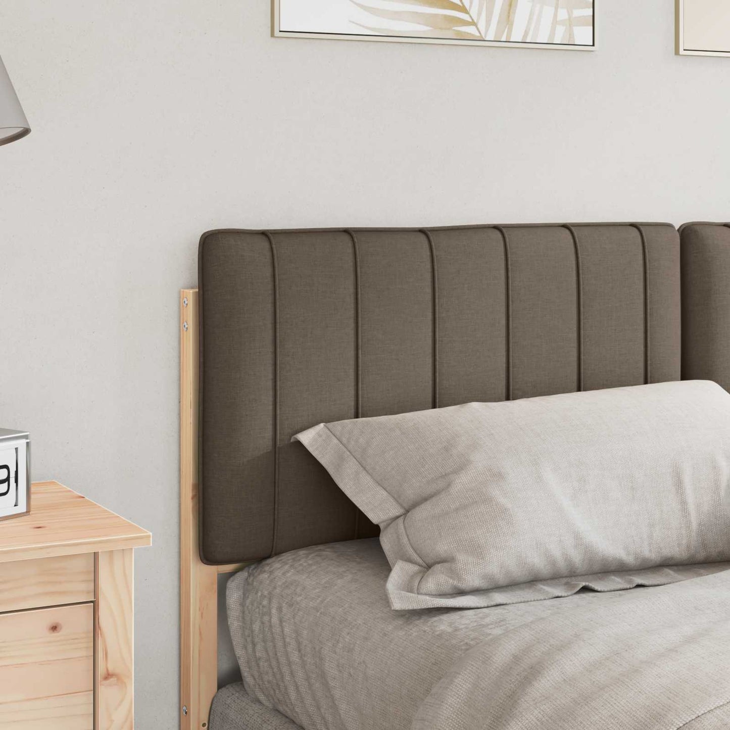 Polstret sengegavl Brun og Taupe 160 cm Massiv fyrretræ