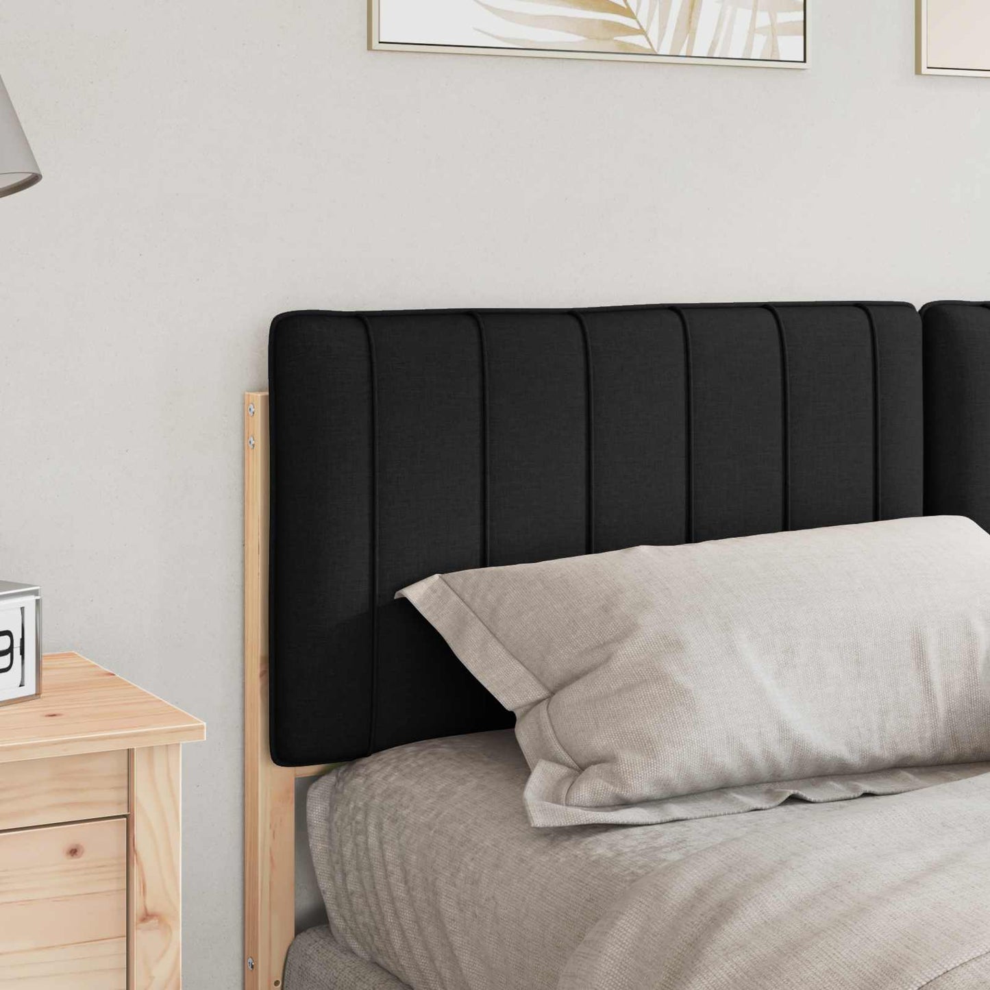 Polstret sengegavl Brun og sort 150 cm Massiv fyrretræ