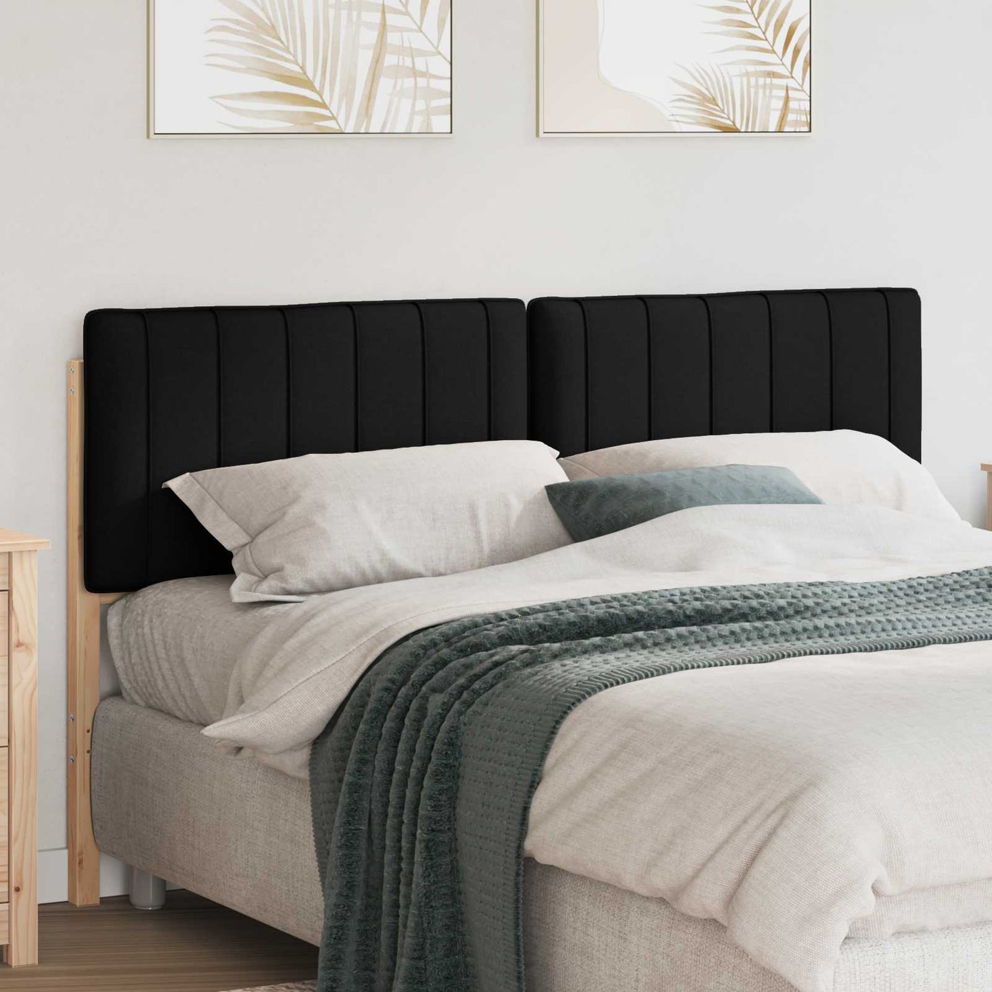 Polstret sengegavl Brun og sort 150 cm Massiv fyrretræ