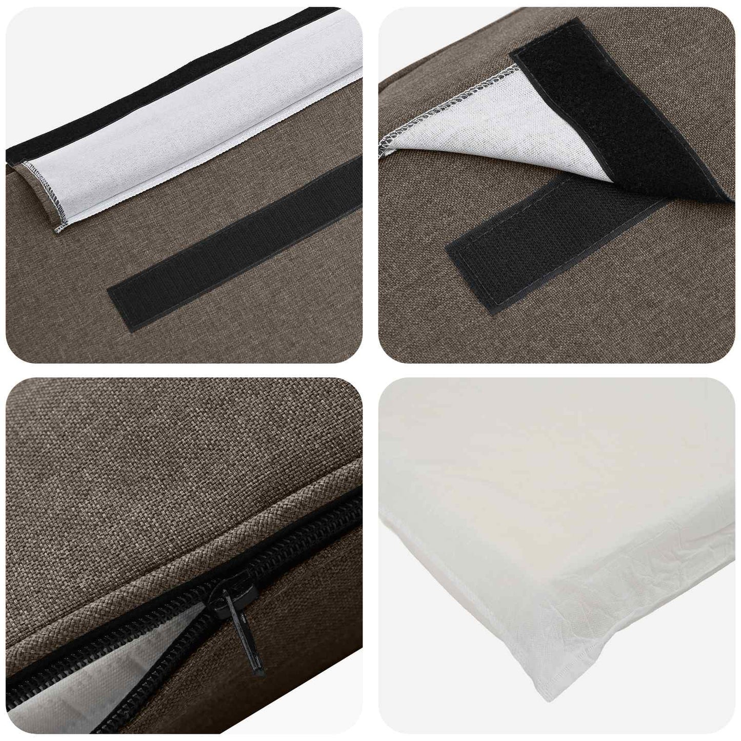 Polstret sengegavl Brun og Taupe 150 cm Massiv fyrretræ