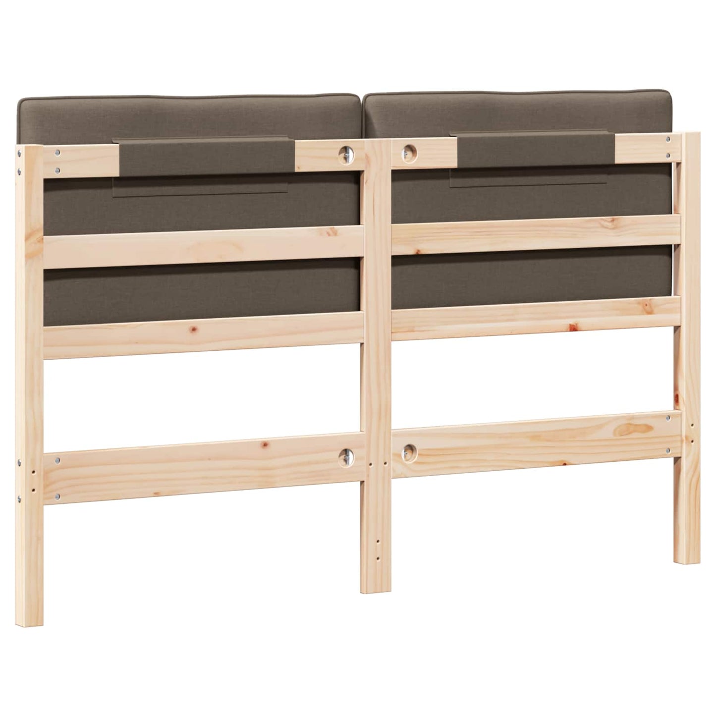 Polstret sengegavl Brun og Taupe 150 cm Massiv fyrretræ