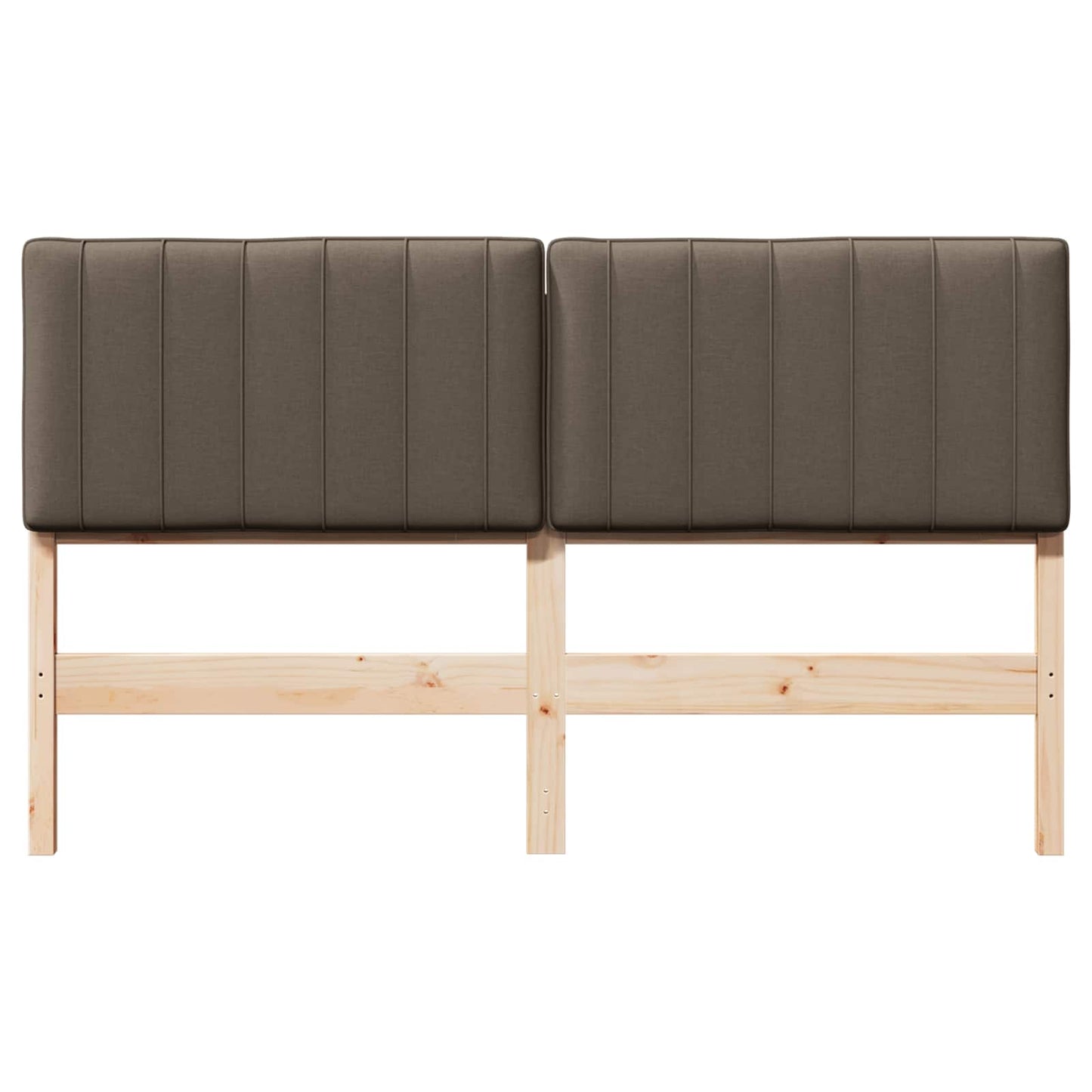 Polstret sengegavl Brun og Taupe 150 cm Massiv fyrretræ
