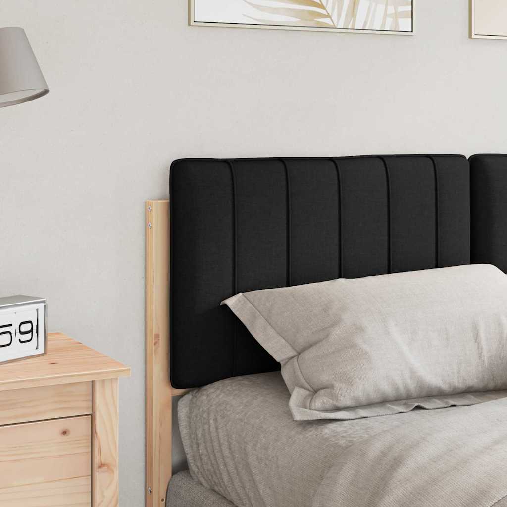Polstret sengegavl Brun og sort 140 cm Massiv fyrretræ