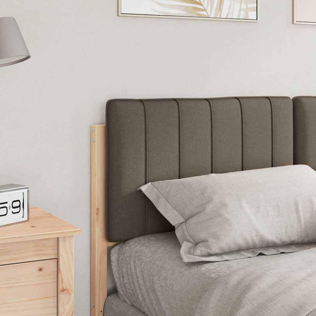 Polstret sengegavl Brun og Taupe 140 cm Massiv fyrretræ