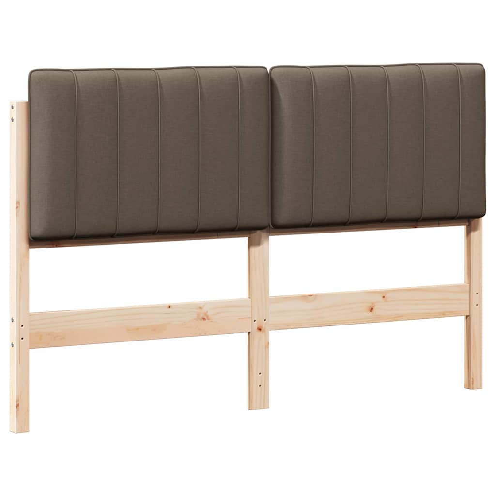 Polstret sengegavl Brun og Taupe 140 cm Massiv fyrretræ