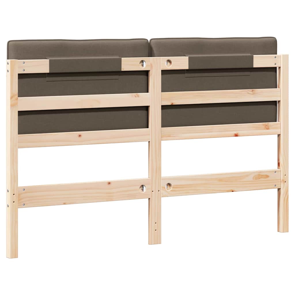 Polstret sengegavl Brun og Taupe 140 cm Massiv fyrretræ