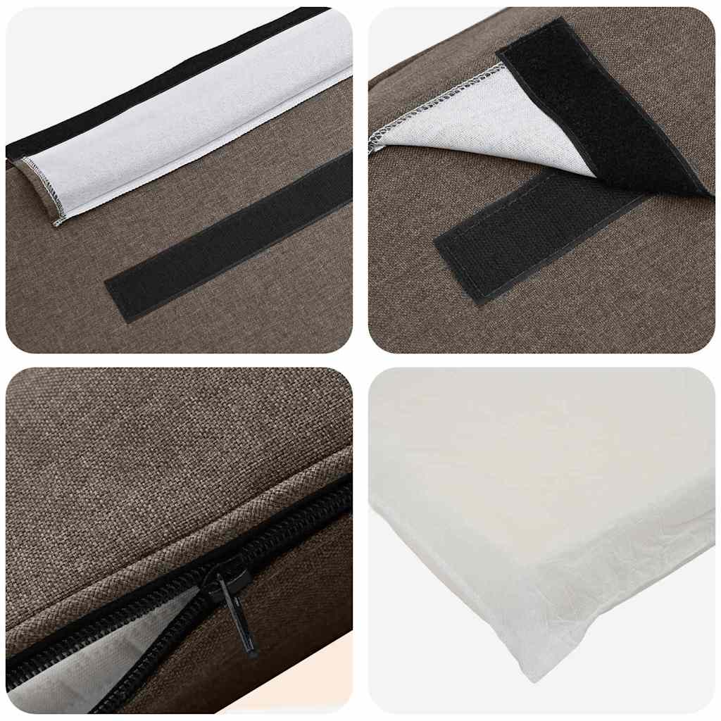 Polstret sengegavl Brun og Taupe 135 cm Massiv fyrretræ
