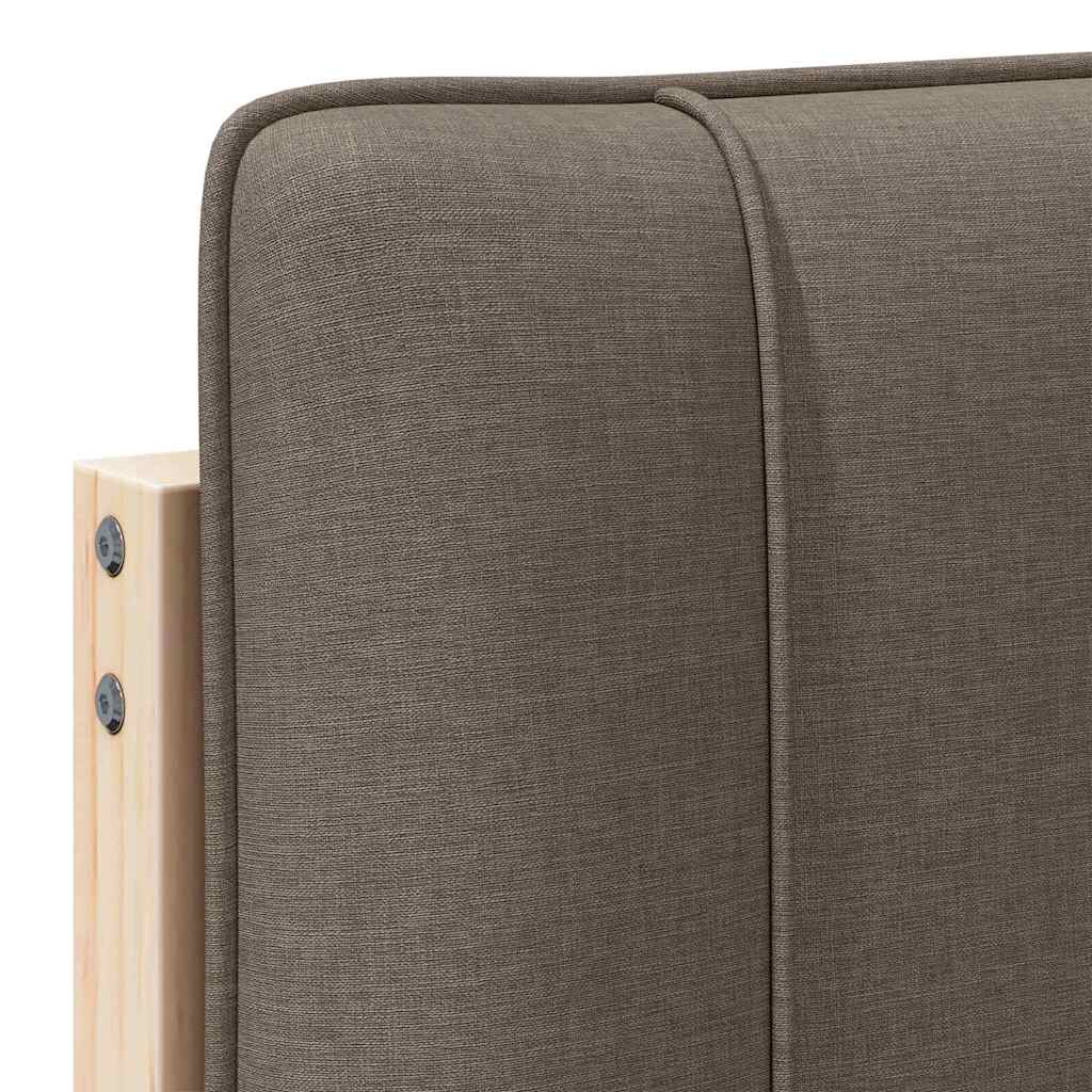Polstret sengegavl Brun og Taupe 135 cm Massiv fyrretræ