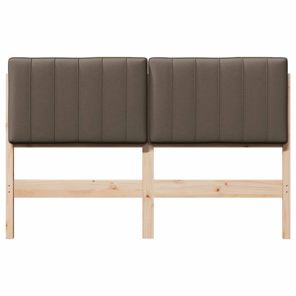 Polstret sengegavl Brun og Taupe 135 cm Massiv fyrretræ