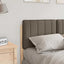 Polstret sengegavl Brun og Taupe 120 cm Massiv fyrretræ