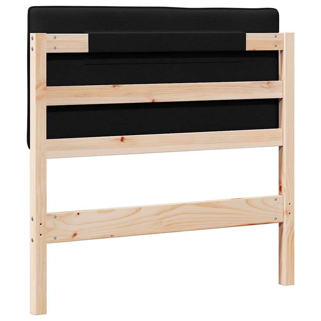 Polstret sengegavl Brun og sort 80 cm Massiv fyrretræ