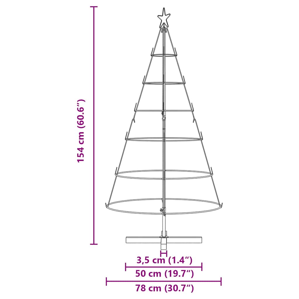 Juletræ med Kegle med stativ Sort 154 cm Stål