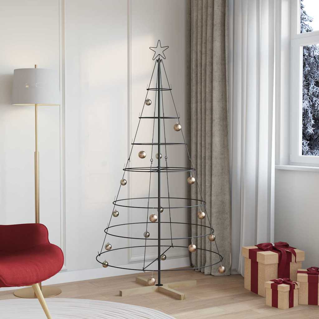 Juletræ med Kegle med stativ Sort 180,5 cm Stål
