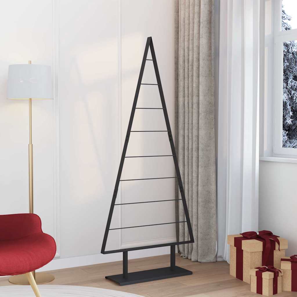 Metal juletræ med stativ Sort 180 cm Stål