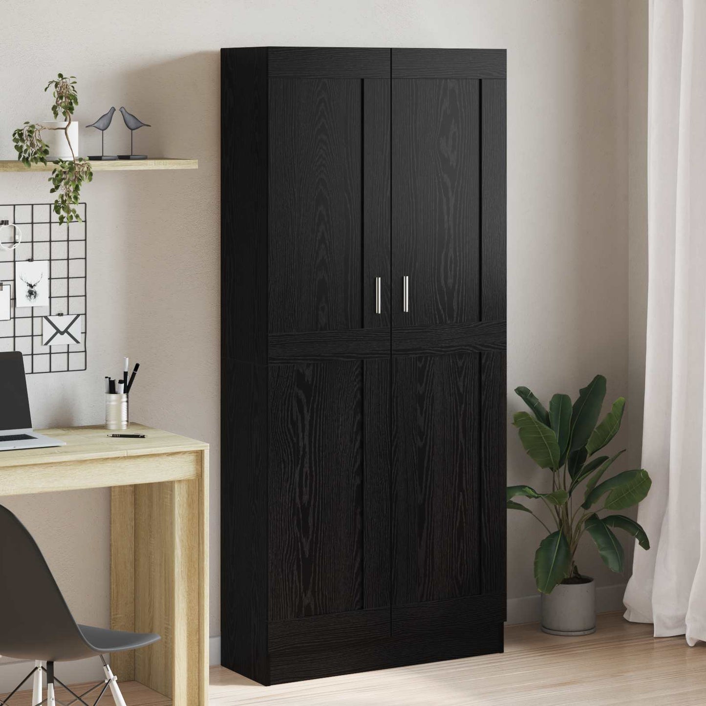 Bogskab 3 niveauer 82,5 x 30,5 x 185 cm Konstrueret træ Sort eg