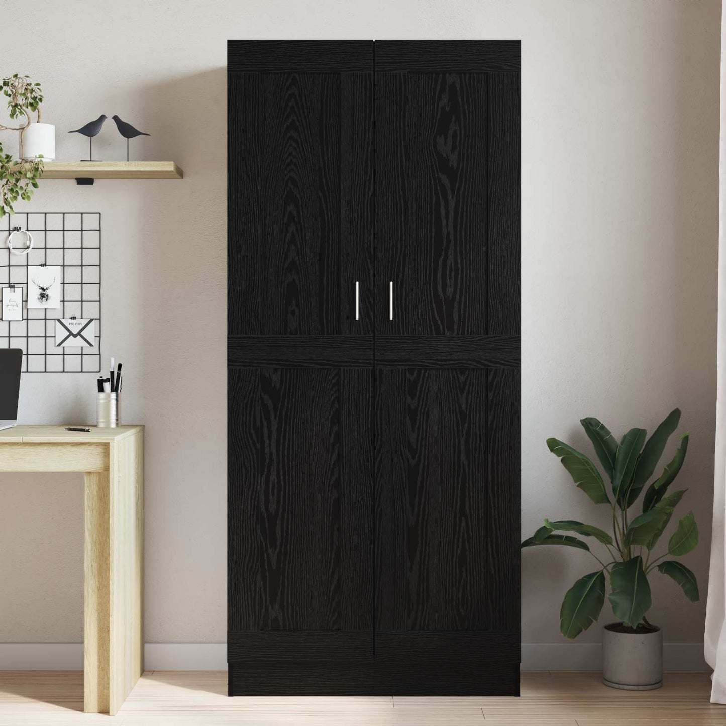 Bogskab 3 niveauer 82,5 x 30,5 x 185 cm Konstrueret træ Sort eg