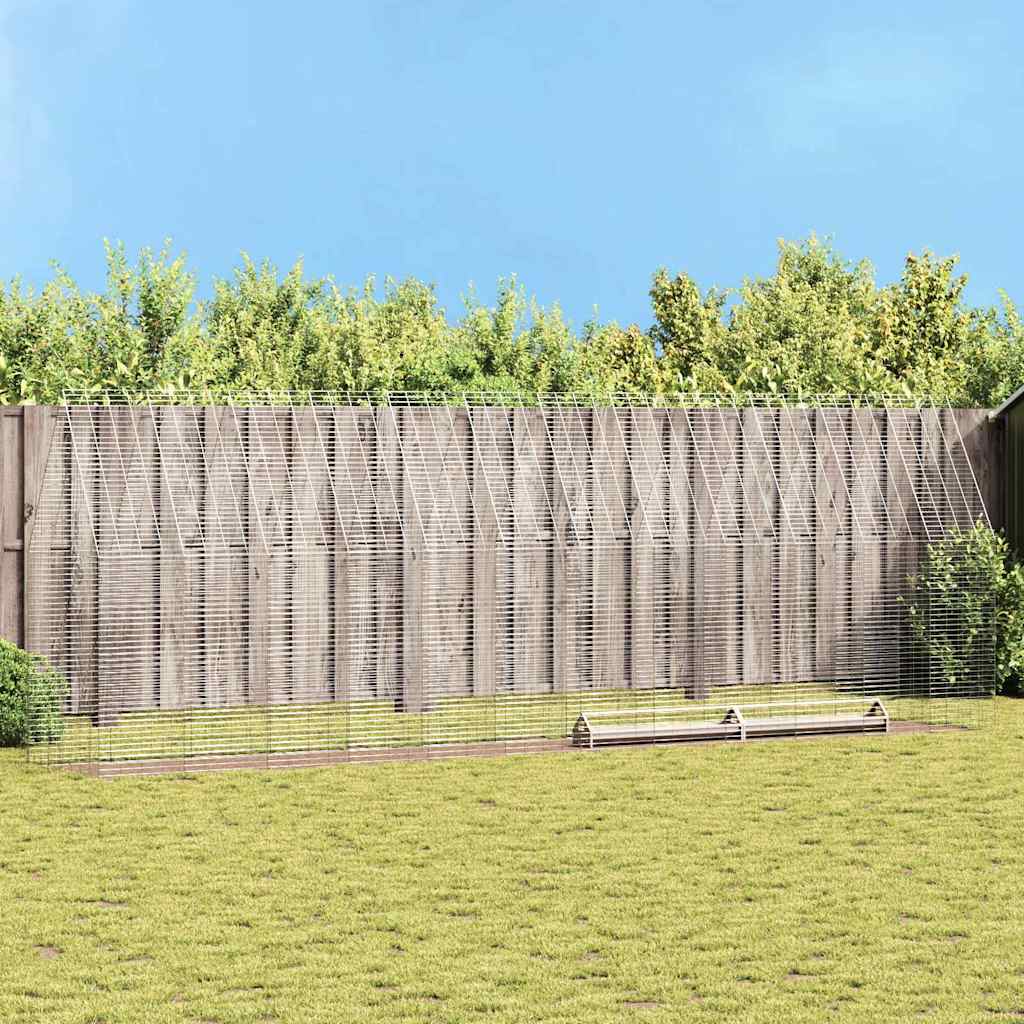 Hønsebur 2 pcs Sølv 600 x 100 x 210 cm Galvaniseret stål