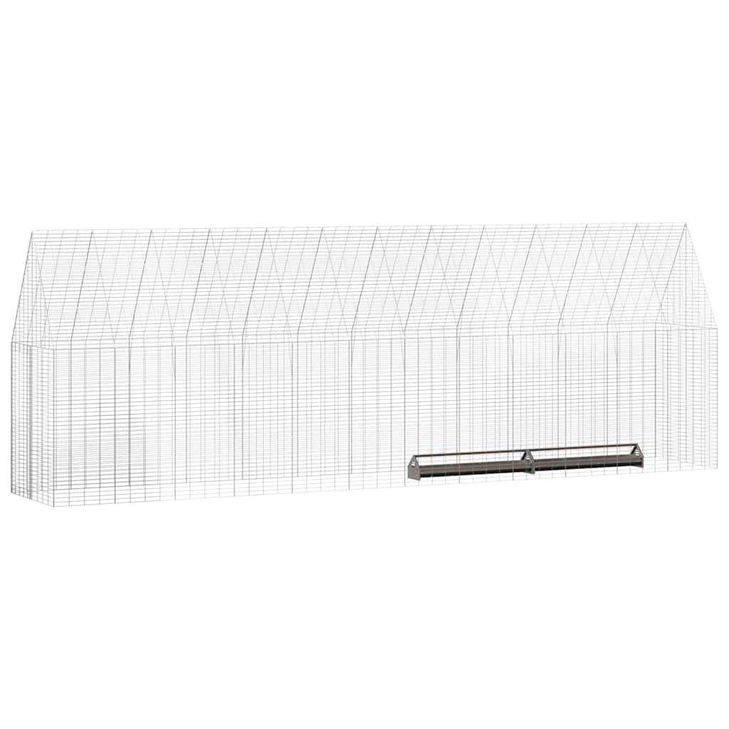 Hønsebur 2 pcs Sølv 600 x 100 x 210 cm Galvaniseret stål