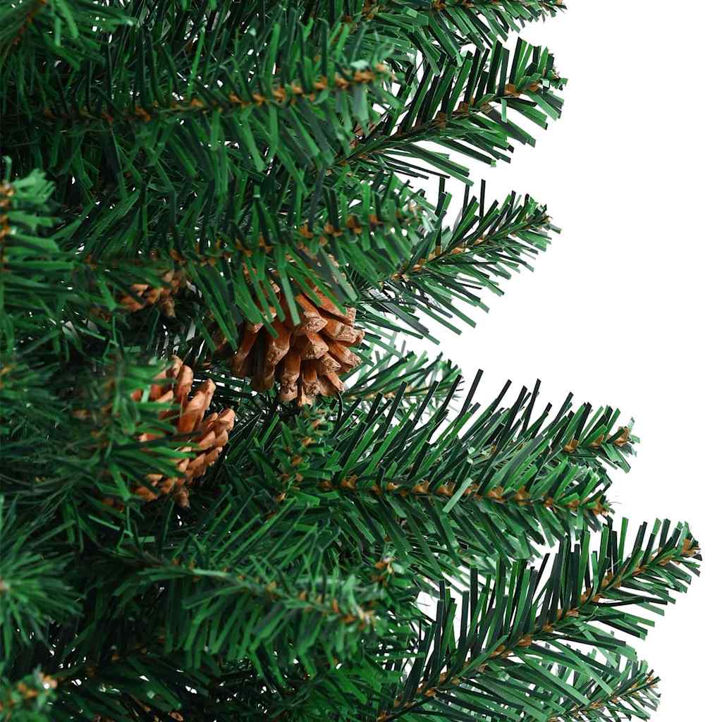 Slankt Juletræ med stativ Grøn 150 cm PVC og Massiv Fyrretræ