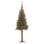 Slankt Juletræ med stativ Grøn 150 cm PVC og Massiv Fyrretræ