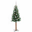 Slankt Juletræ med stativ Grøn 150 cm PVC og Massiv Fyrretræ