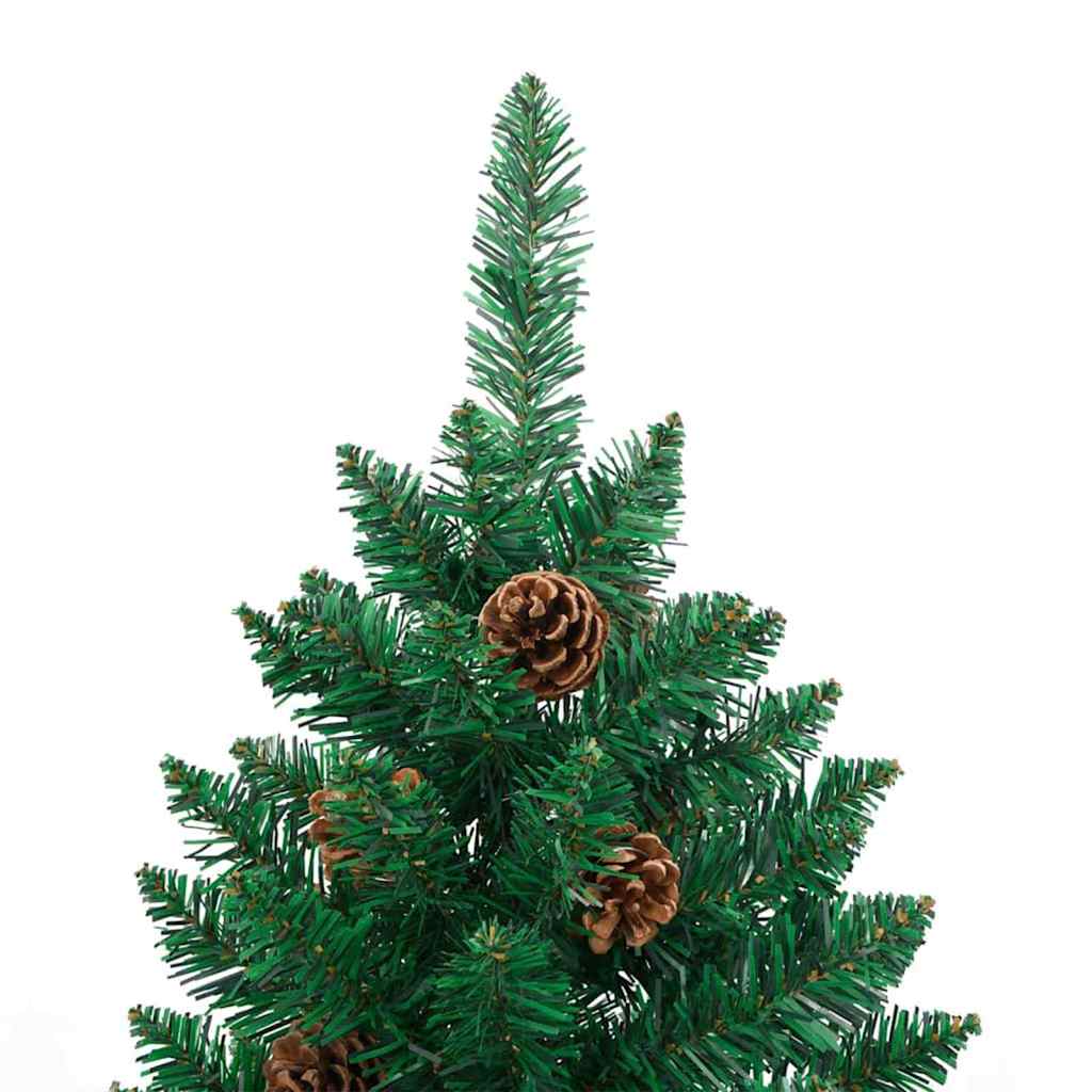 Slankt Juletræ med stativ Grøn 180 cm PVC og Massiv Fyrretræ