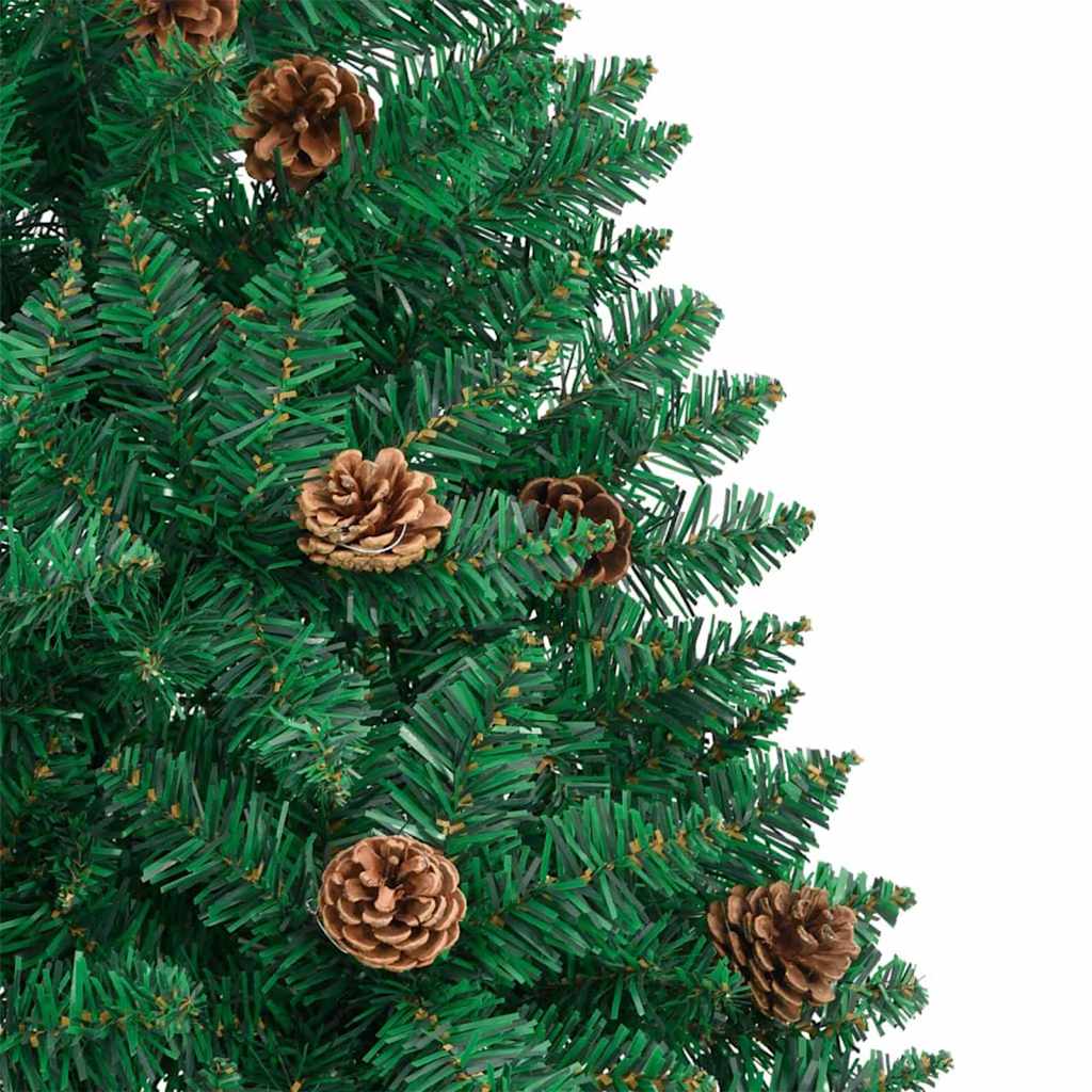 Slankt Juletræ med stativ Grøn 180 cm PVC og Massiv Fyrretræ
