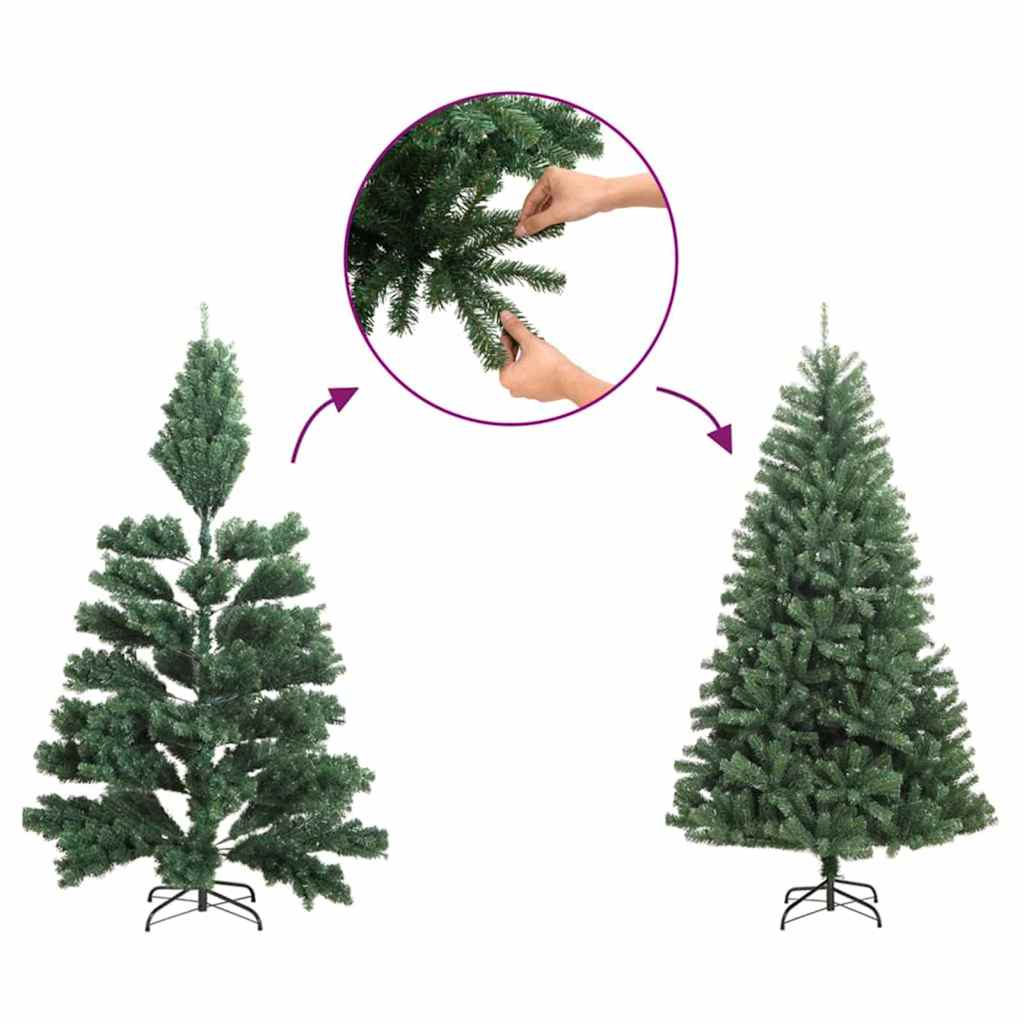 Slankt Juletræ med stativ Grøn 180 cm PVC og Massiv Fyrretræ
