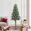 Slankt Juletræ med stativ Grøn 210 cm PVC og Massiv Fyrretræ