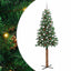 Slankt Juletræ med stativ Grøn 210 cm PVC og Massiv Fyrretræ