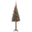 Slankt Juletræ med stativ Grøn 150 cm PVC og Massiv Fyrretræ