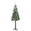 Slankt Juletræ med stativ Grøn 150 cm PVC og Massiv Fyrretræ