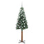 Slankt Juletræ med stativ Grøn 150 cm PVC og Massiv Fyrretræ