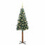 Slankt Juletræ med stativ Grøn 150 cm PVC og Massiv Fyrretræ
