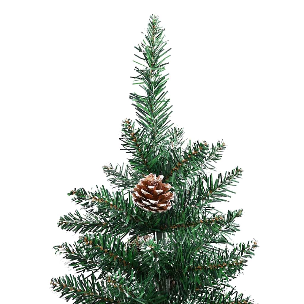 Slankt Juletræ med stativ Grøn 150 cm PVC og Massiv Fyrretræ