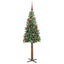Slankt Juletræ med stativ Grøn 150 cm PVC og Massiv Fyrretræ