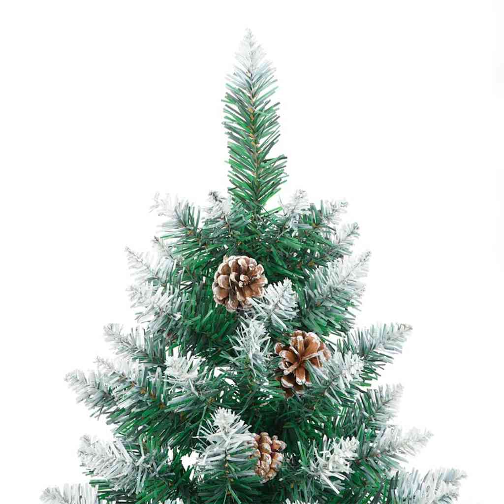 Slankt Juletræ med stativ Grøn 180 cm PVC og Massiv Fyrretræ