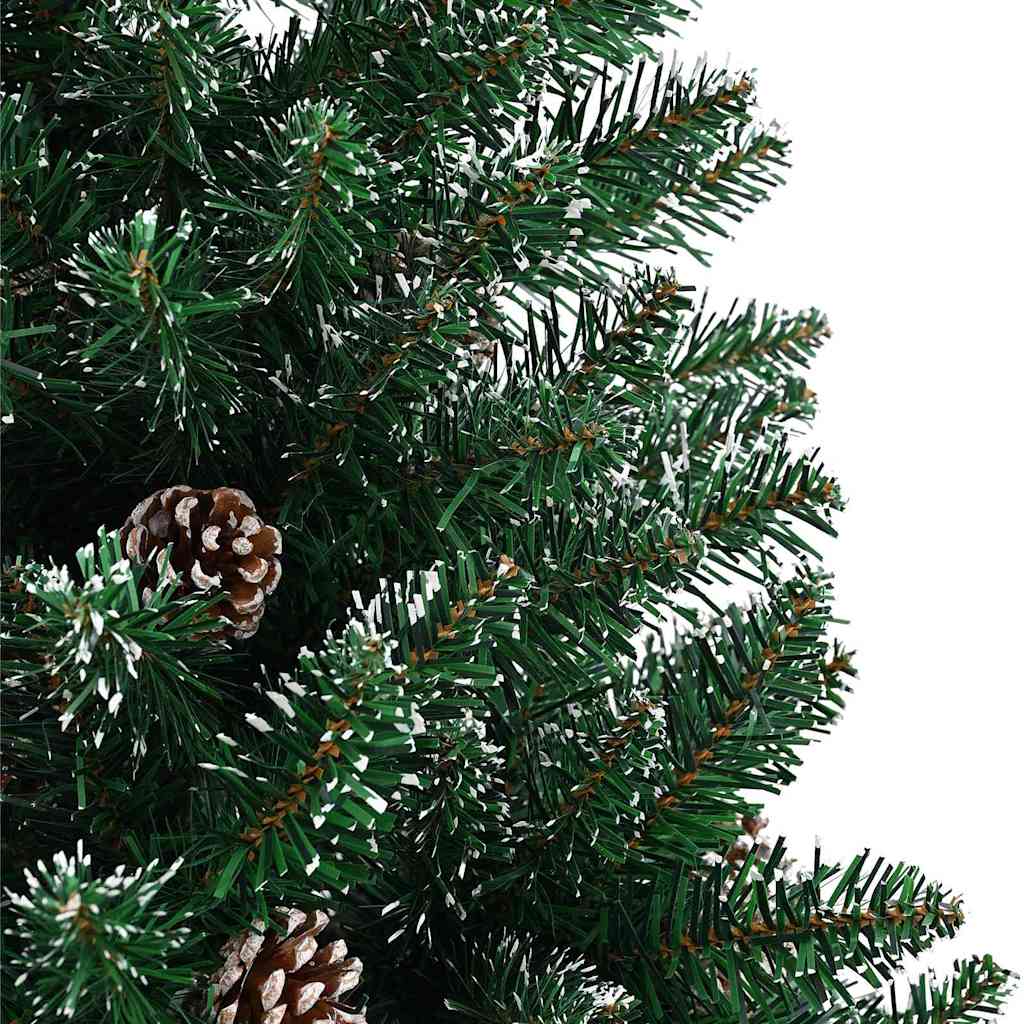 Slankt Juletræ med stativ Grøn 180 cm PVC og Massiv Fyrretræ