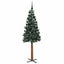 Slankt Juletræ med stativ Grøn 180 cm PVC og Massiv Fyrretræ