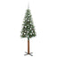 Slankt Juletræ med stativ Grøn 180 cm PVC og Massiv Fyrretræ