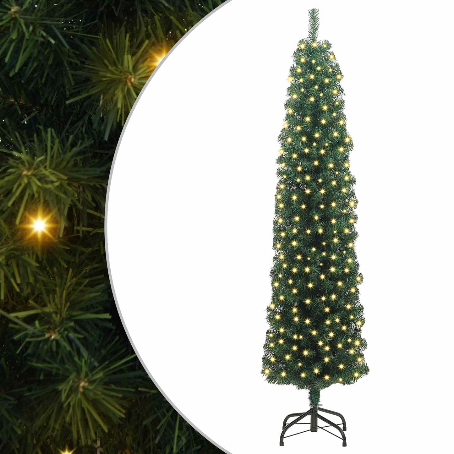 Kunstigt juletræ med stativ Grøn 240 cm PVC og Stål og Plastik