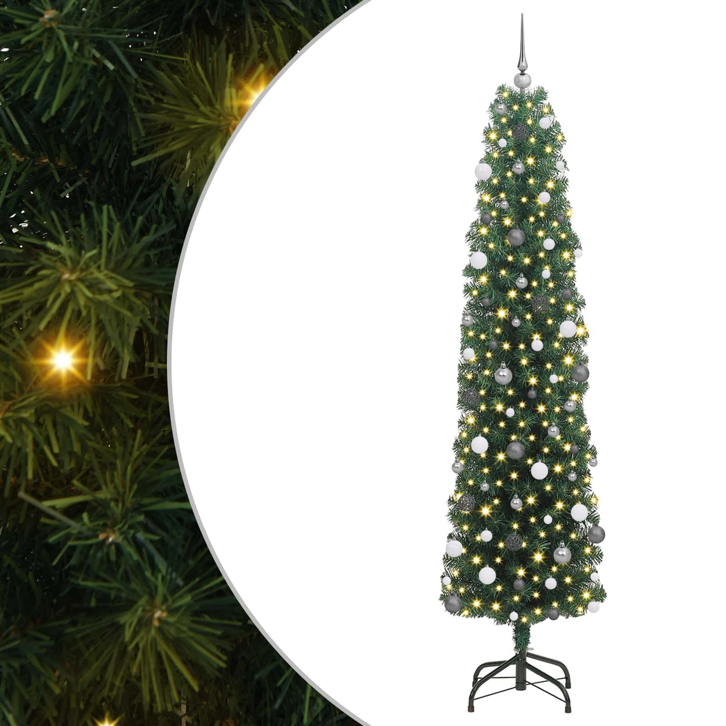 Kunstigt juletræ med stativ Grøn 240 cm PVC og Stål og Plastik
