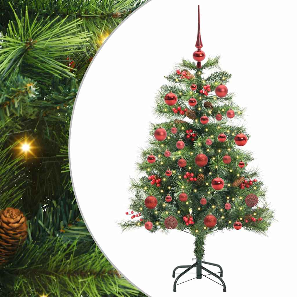 Kunstigt juletræ med LED -strimmellys Grøn 150 cm PVC og metal