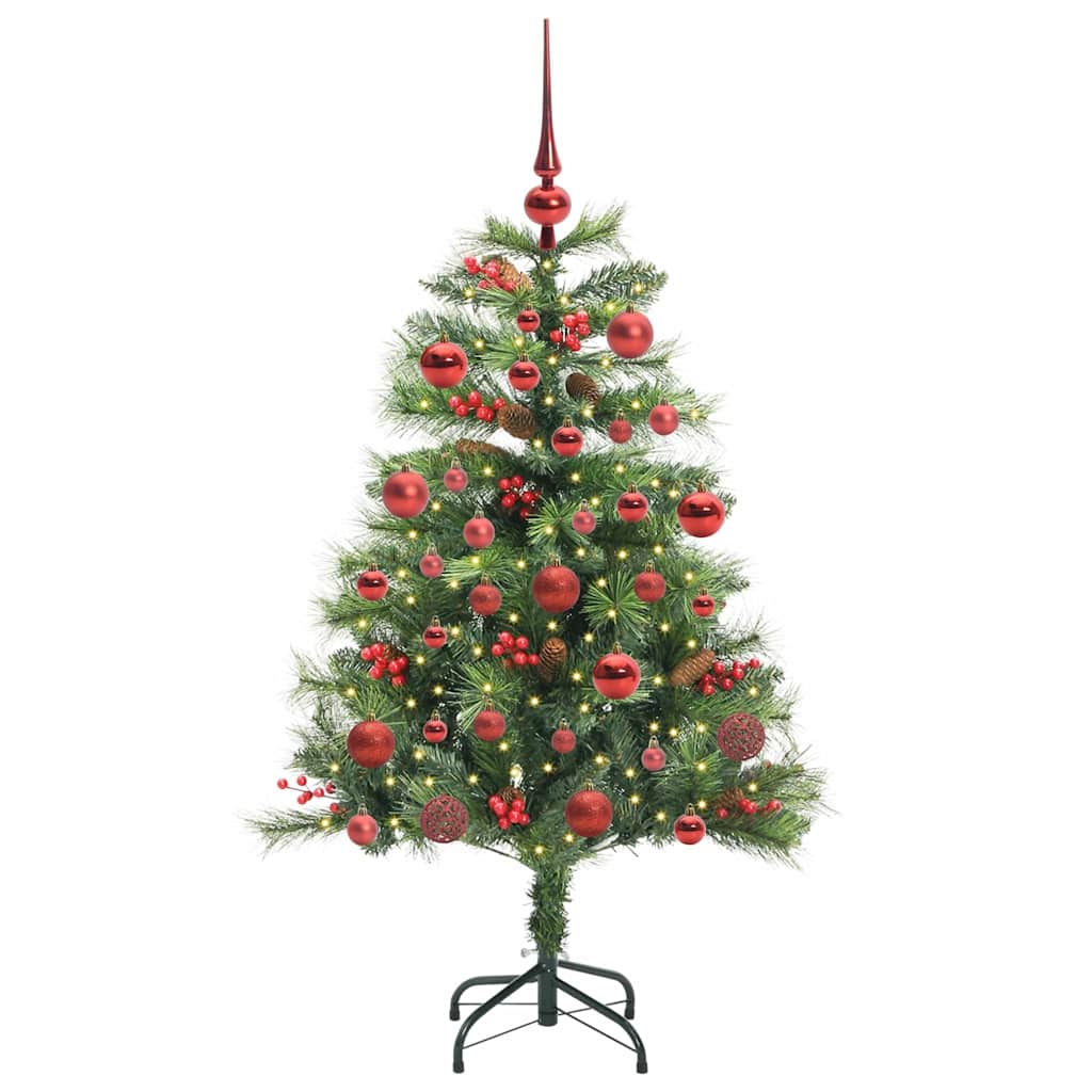 Kunstigt juletræ med LED -strimmellys Grøn 150 cm PVC og metal