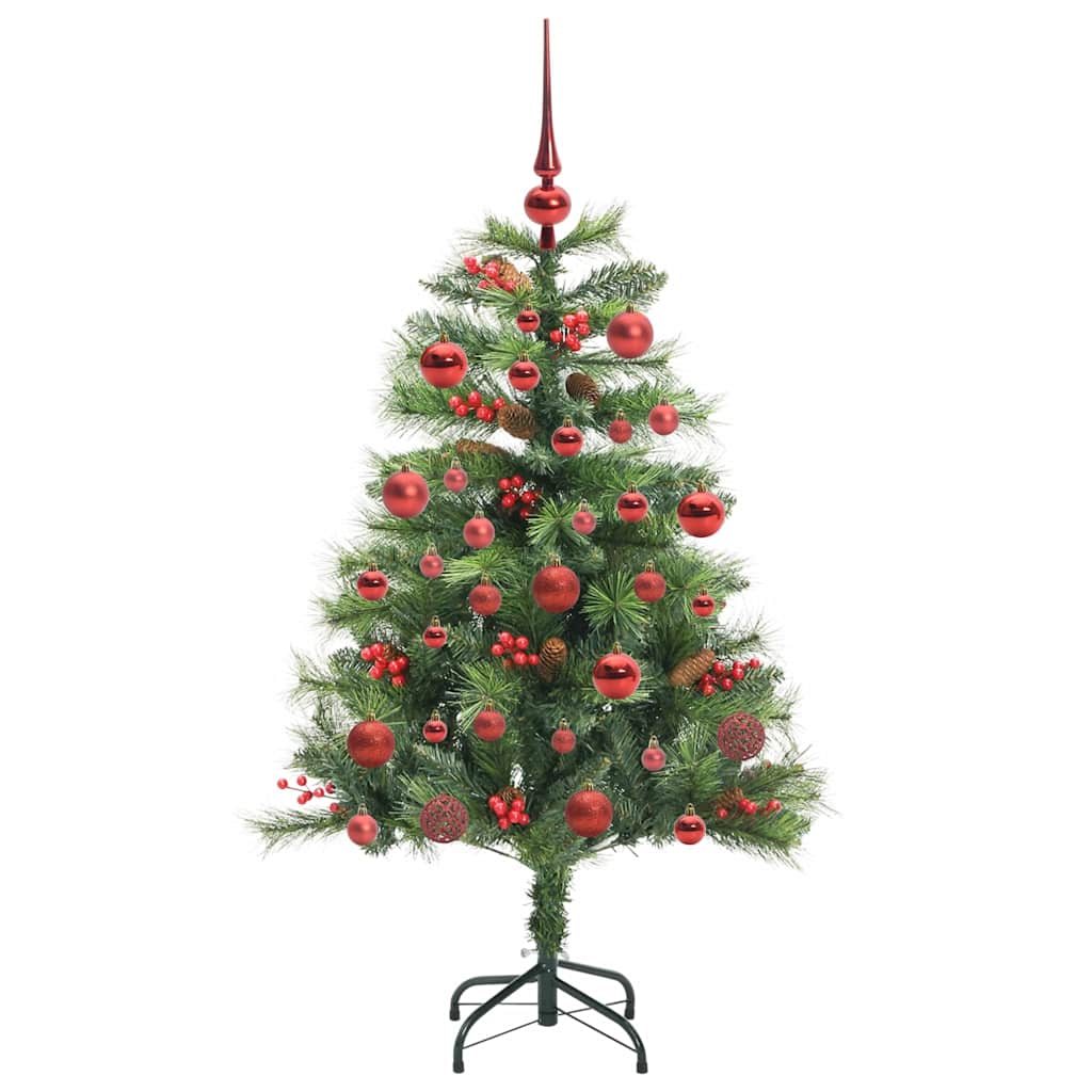 Kunstigt juletræ med LED -strimmellys Grøn 150 cm PVC og metal