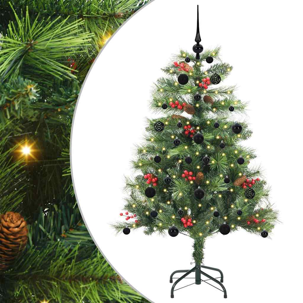 Kunstigt juletræ med LED -strimmellys Grøn 150 cm PVC og metal