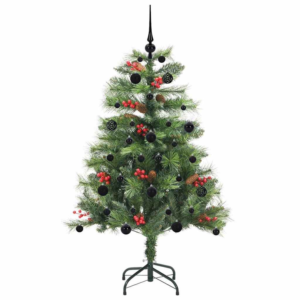 Kunstigt juletræ med LED -strimmellys Grøn 150 cm PVC og metal