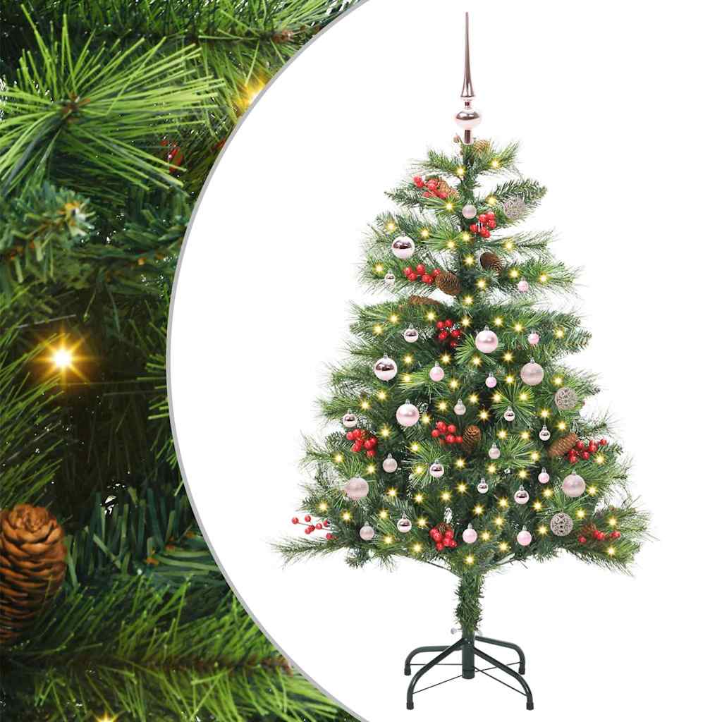 Kunstigt juletræ med LED -strimmellys Grøn 150 cm PVC og metal