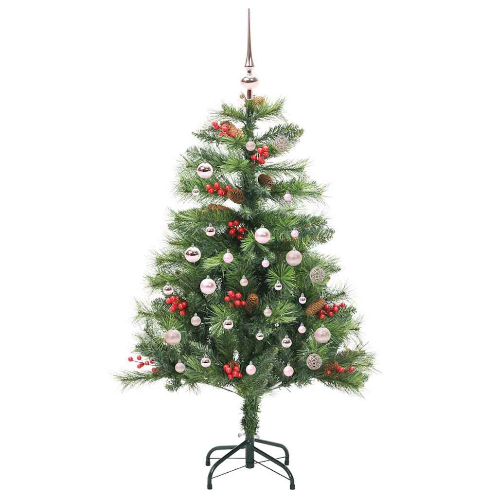 Kunstigt juletræ med LED -strimmellys Grøn 150 cm PVC og metal