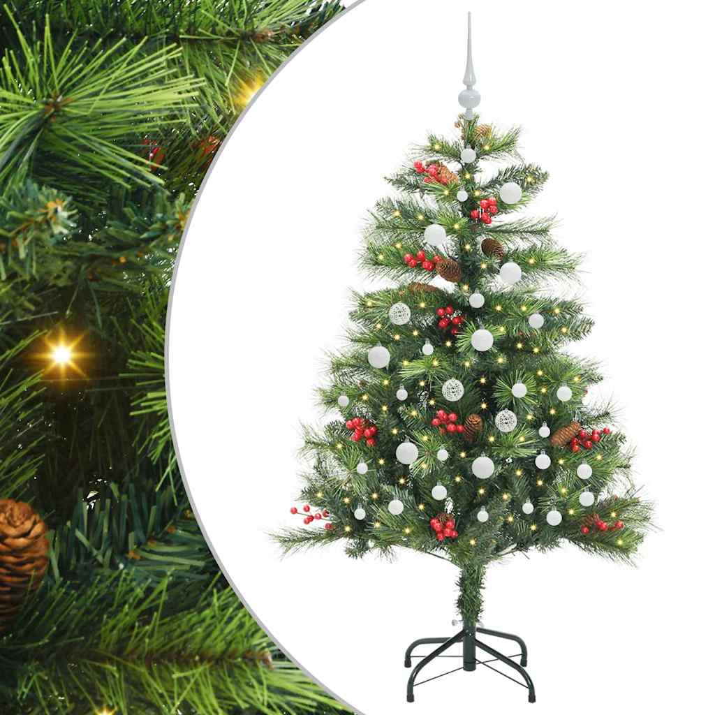 Kunstigt juletræ med LED -strimmellys Grøn 150 cm PVC og metal